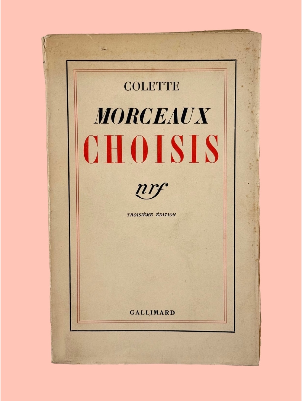 Colette Morceaux Choisis 1936 Gallimard Antique French Literature Book